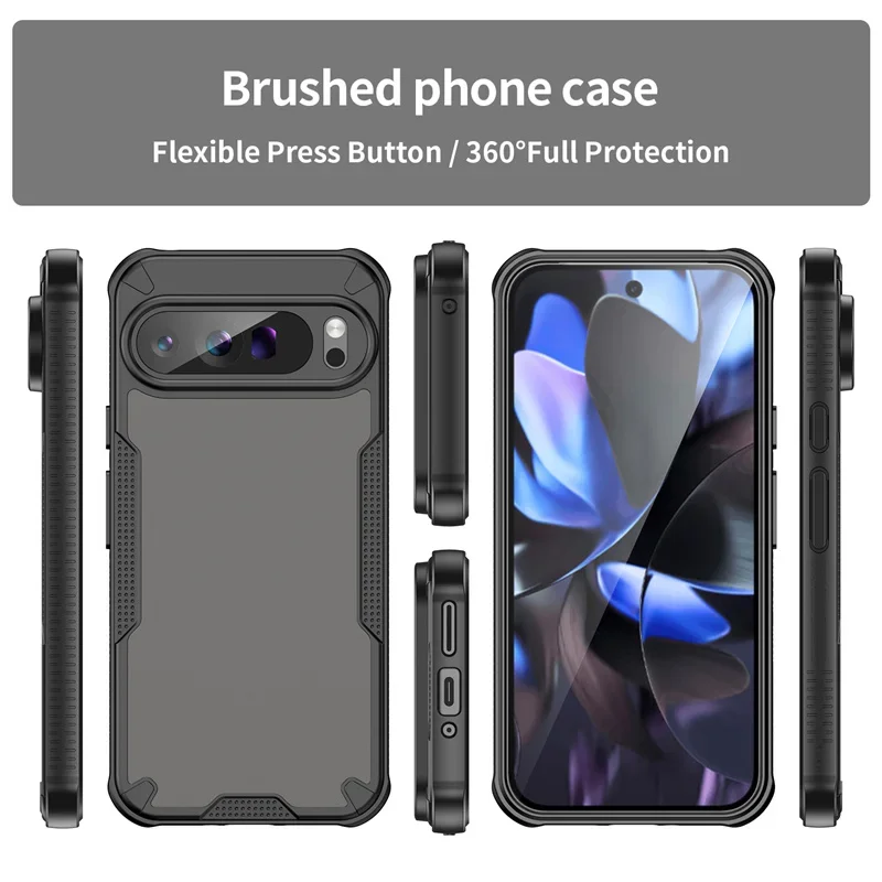 Frosted Matte Translucent Armor Phone Case with Hybrid Rugged Anti-fall Lens Protector Cover