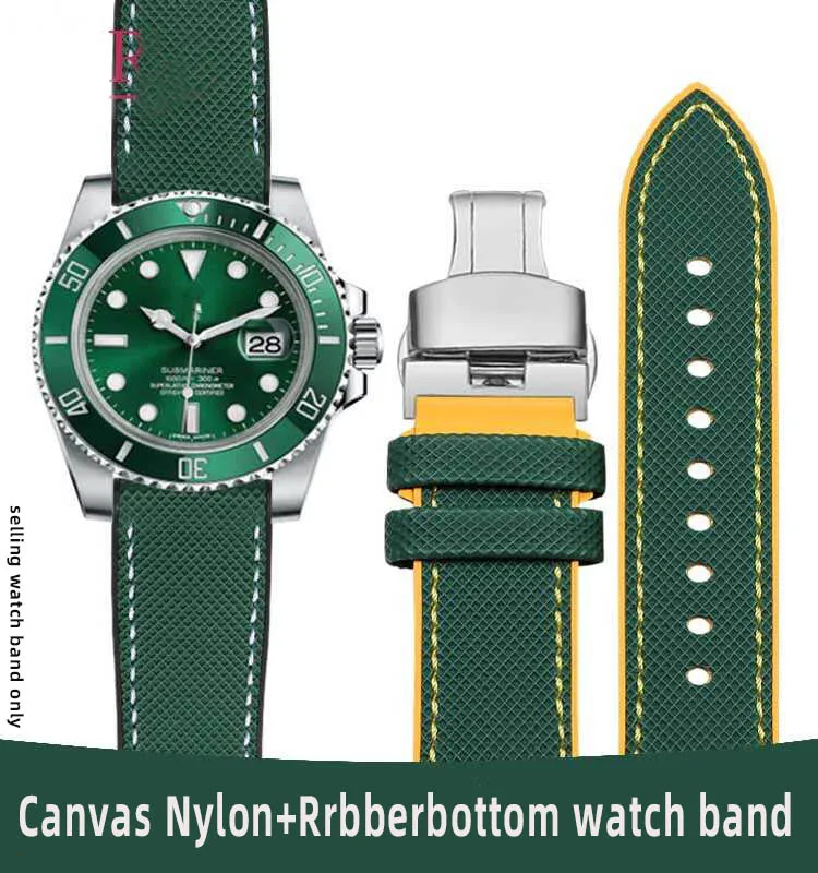 Per Rolex Green Water Omega Casio Seiko Cinturino In Silicone Scozzese In Nylon In Fibra Di Carbonio 20Mm 21Mm 22Mm Cinturini In Gomma Da Uomo
