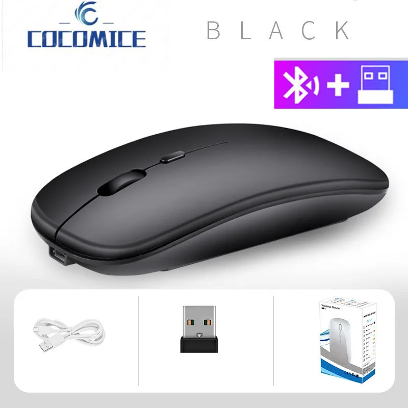 Mouse Bluetooth Ultrasottile Muto Con Usb Ricaricabile Per Ipad Samsung Android Windows Tablet Wireless Mouse Notebook Computer