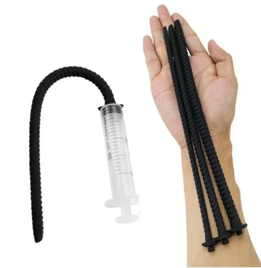 Male Spray/Washing With Syringe Urethral Plug Urethra Dil Sounding Penis Plug Urethra Stimulate Dilator Masturbation Rod Sex Toy penis sex toys