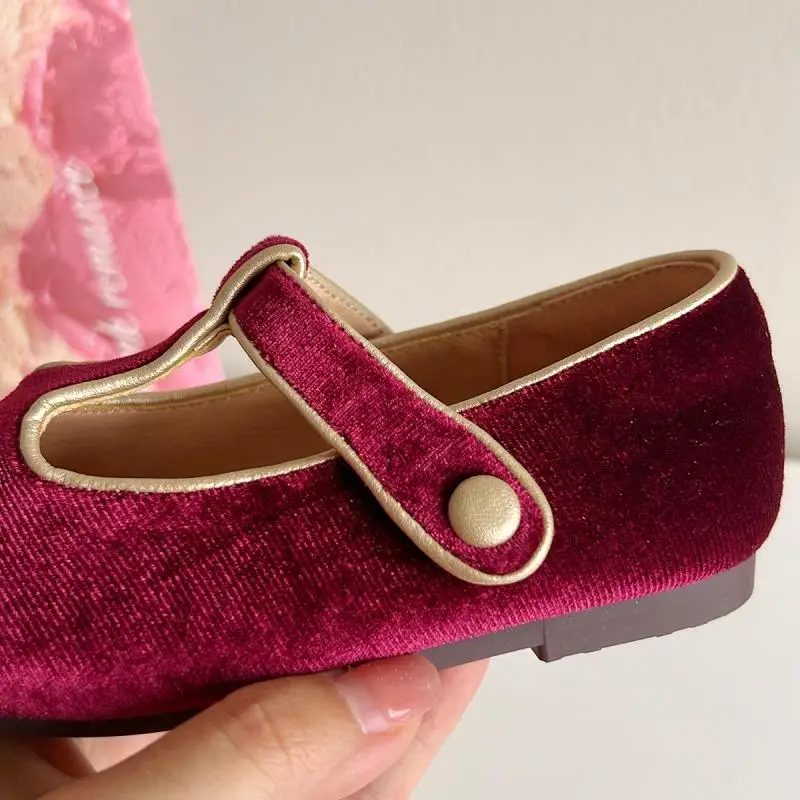 Autumn Winter Velvet Sweet Cute Casual Baby Girls Shoes Non Slip Solid Color High Quality Children Princess Shoes