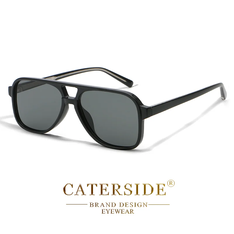 CATERSIDE Modische Herren-Sonnenbrille mit Flachem Oberteil und Doppelbrücke, Damen-Sonnenbrille im Schlichten Sommerstil für Angeln und Outdoor-Aktivitäten – Detail 6