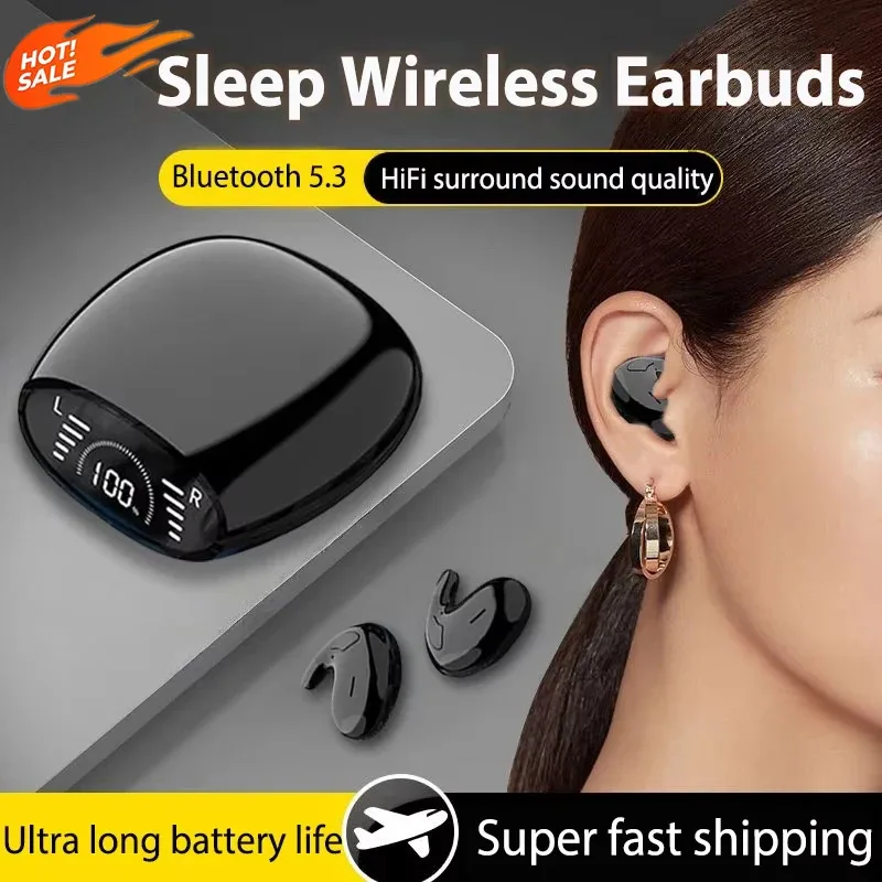 Ultra-Compact Invisible Bluetooth Earbuds - Noise Cancelling, Waterproof, Wireless Sleep Headphones