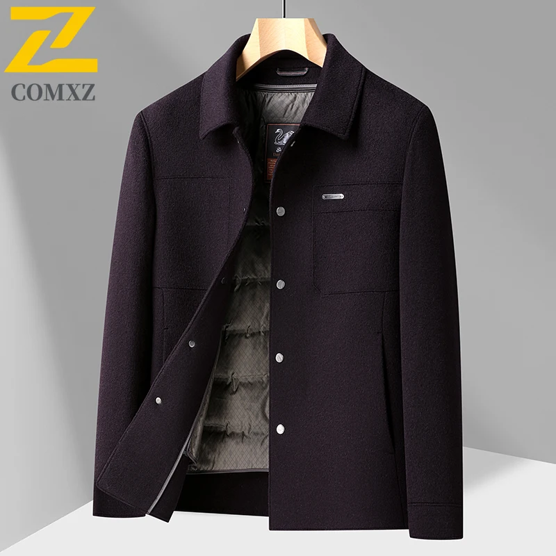COMXZ Warm Winter Padding Minimalist High Quality Work Wool Jacket Business Trip Office Lightweight Quilted Jacket Mens Clothing