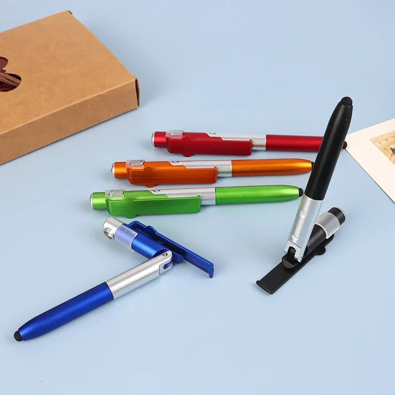 Multifunction Ballpoint Pen with LED Light Fold Phone Holder Night Read Writing multifunction pen 1PC