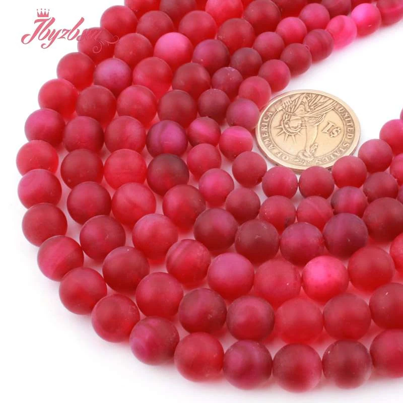 

Natural Agates Beads Round Stone Stripe Plum Frost Matte Loose Diy Spacer Strand 15 Inch For Necklace Jewelry Making 6/8/10mm