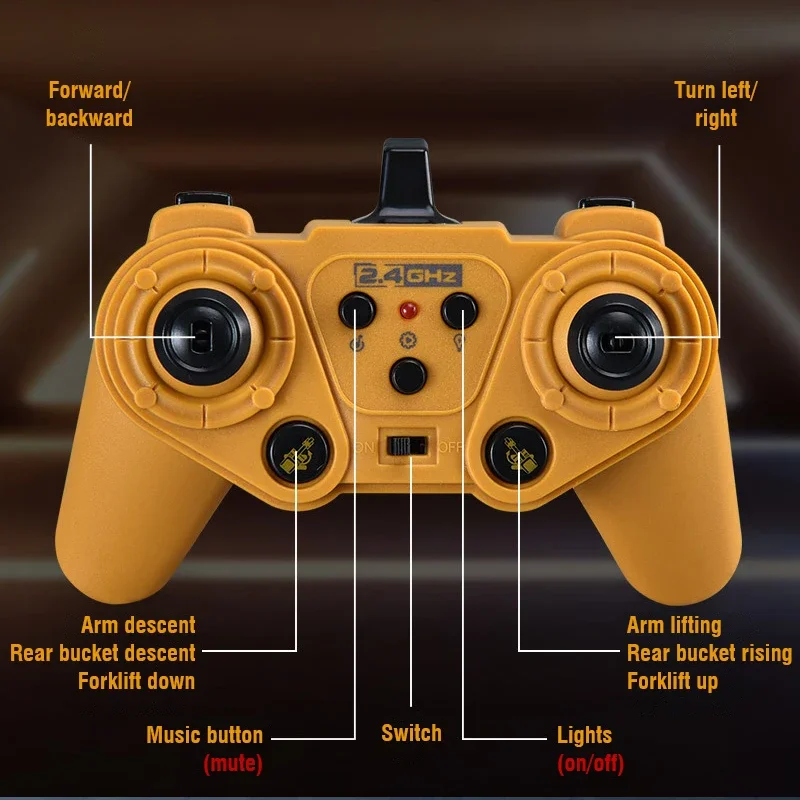 RC Excavator Bulldozer Dumper Car 2.4G 9CH Remote Control Engineering Vehicle Crawler Truck Toys for Boys Kids Christmas Gifts