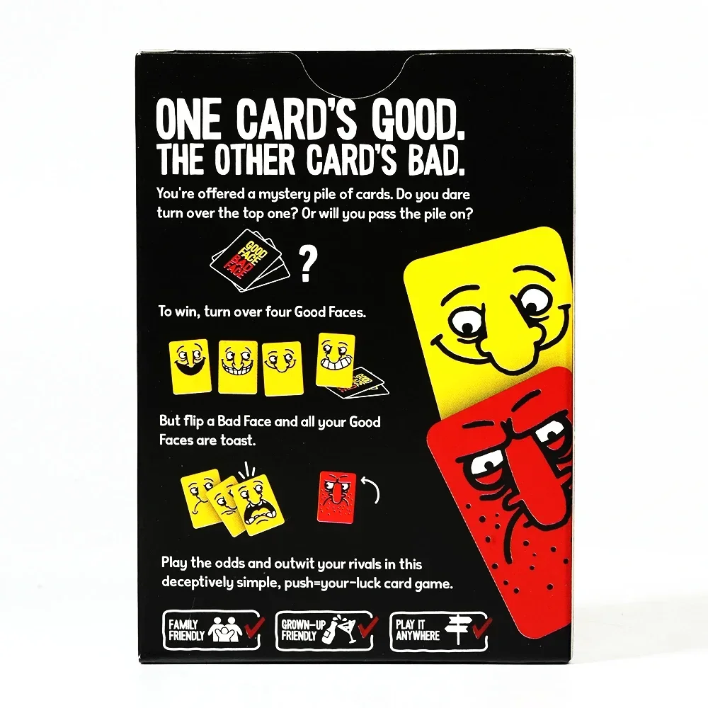 Good Face Bad Face Card Game, divertente gioco da viaggio per la famiglia - immagine 4