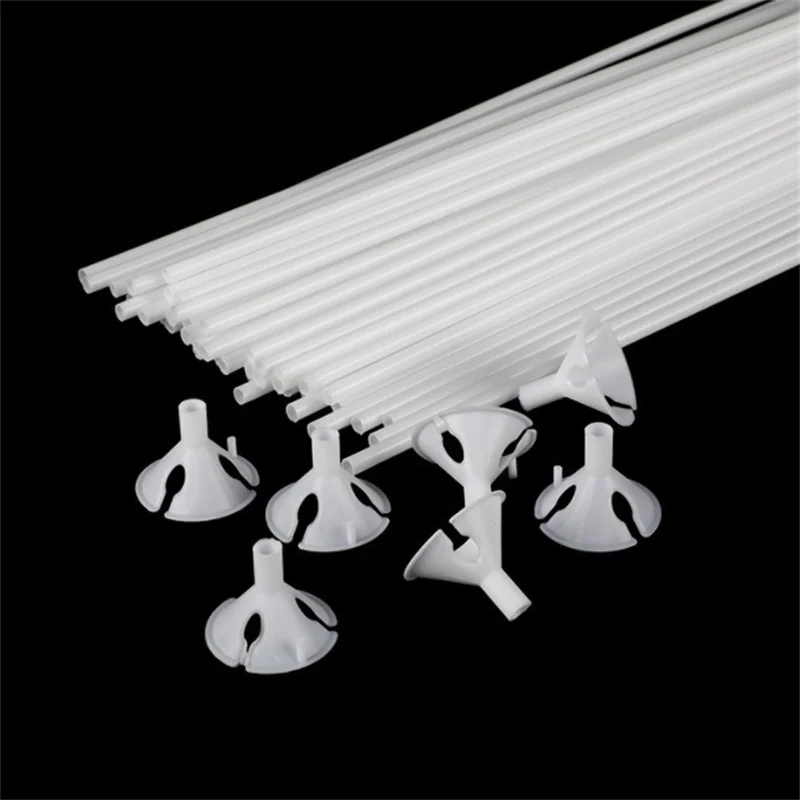 30/50/100Pcs 28cm White Balloon Pole Dragging Balloon Clip Balloon Cup Rod Accessories Festival Party Decoration