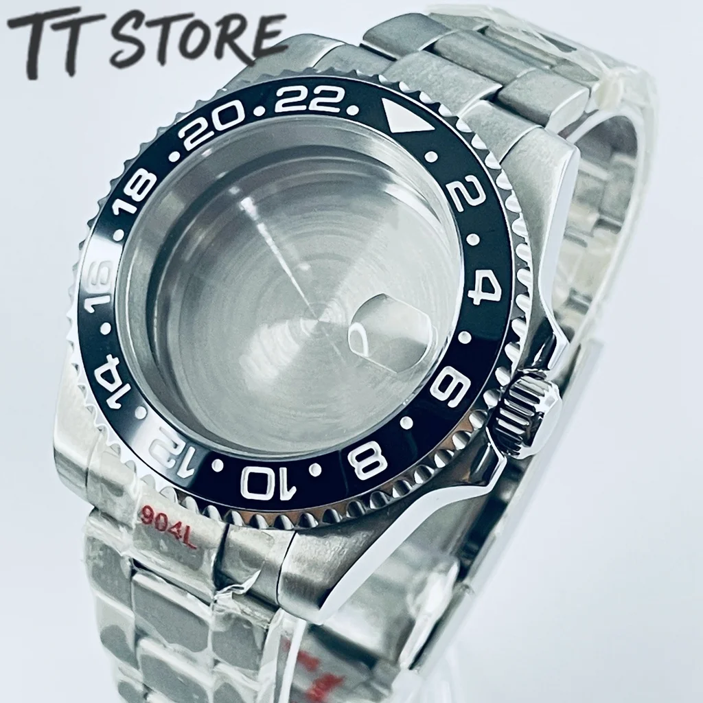 Silver 40mm Watch with Ceramic Bezel and Sapphire Case