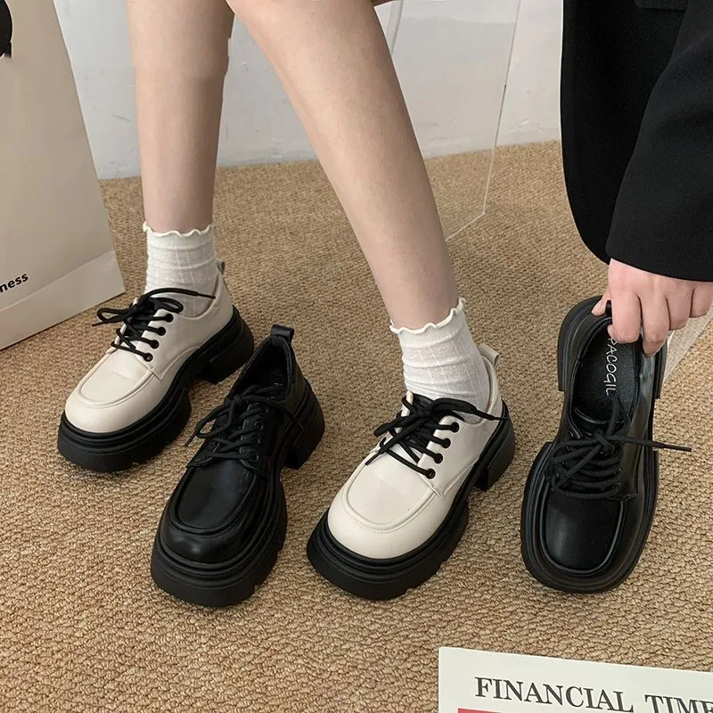 

Shoes Woman 2023 British Style Autumn Clogs Platform Casual Female Sneakers Loafers With Fur Flats Oxfords Round Toe New Preppy