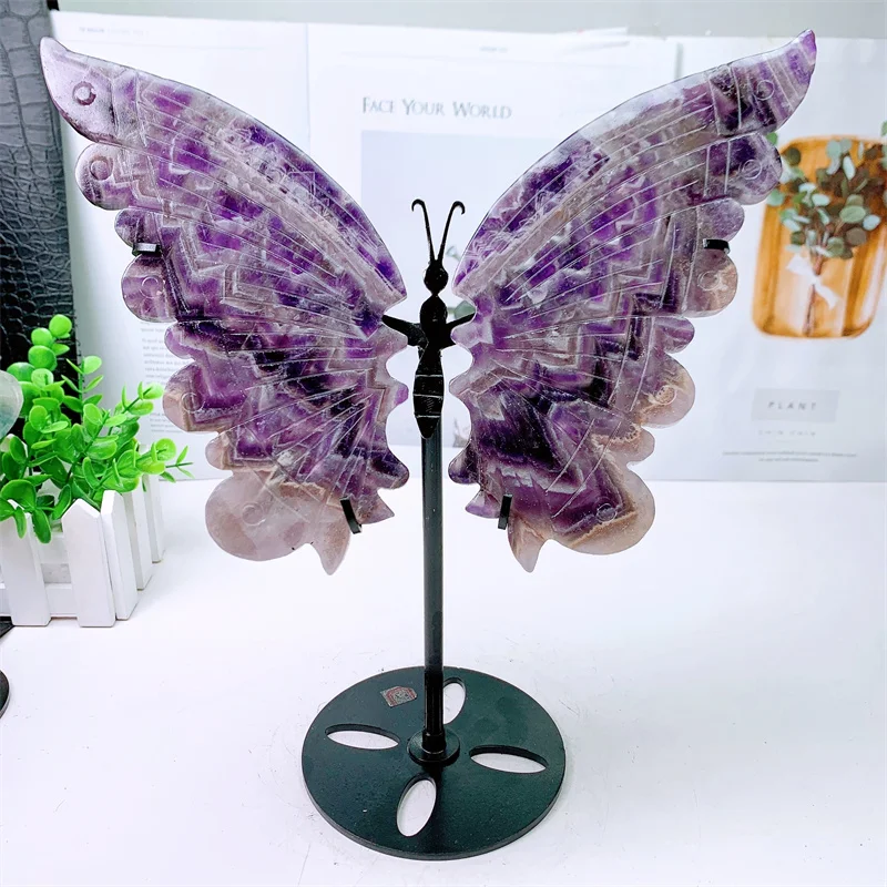 

Natural Dream Amethyst Butterfly Wings Crystal Carving Gemstone Crafts For Children Birthday Present Decorations Gift 1pair