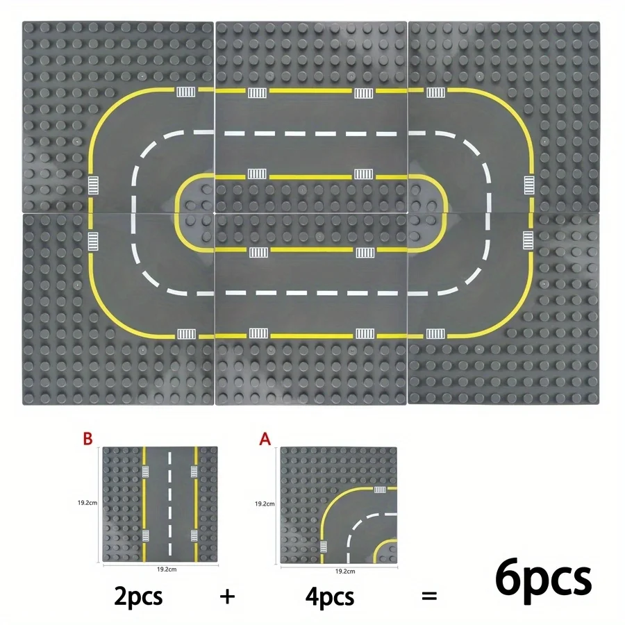 7,51 Zoll * 7,51 Zoll große Partikel Dot City Road Street Grundplatte gerade Kurve Bausteine Ziegel Grundplatte Kinderspielzeug – Detail 1