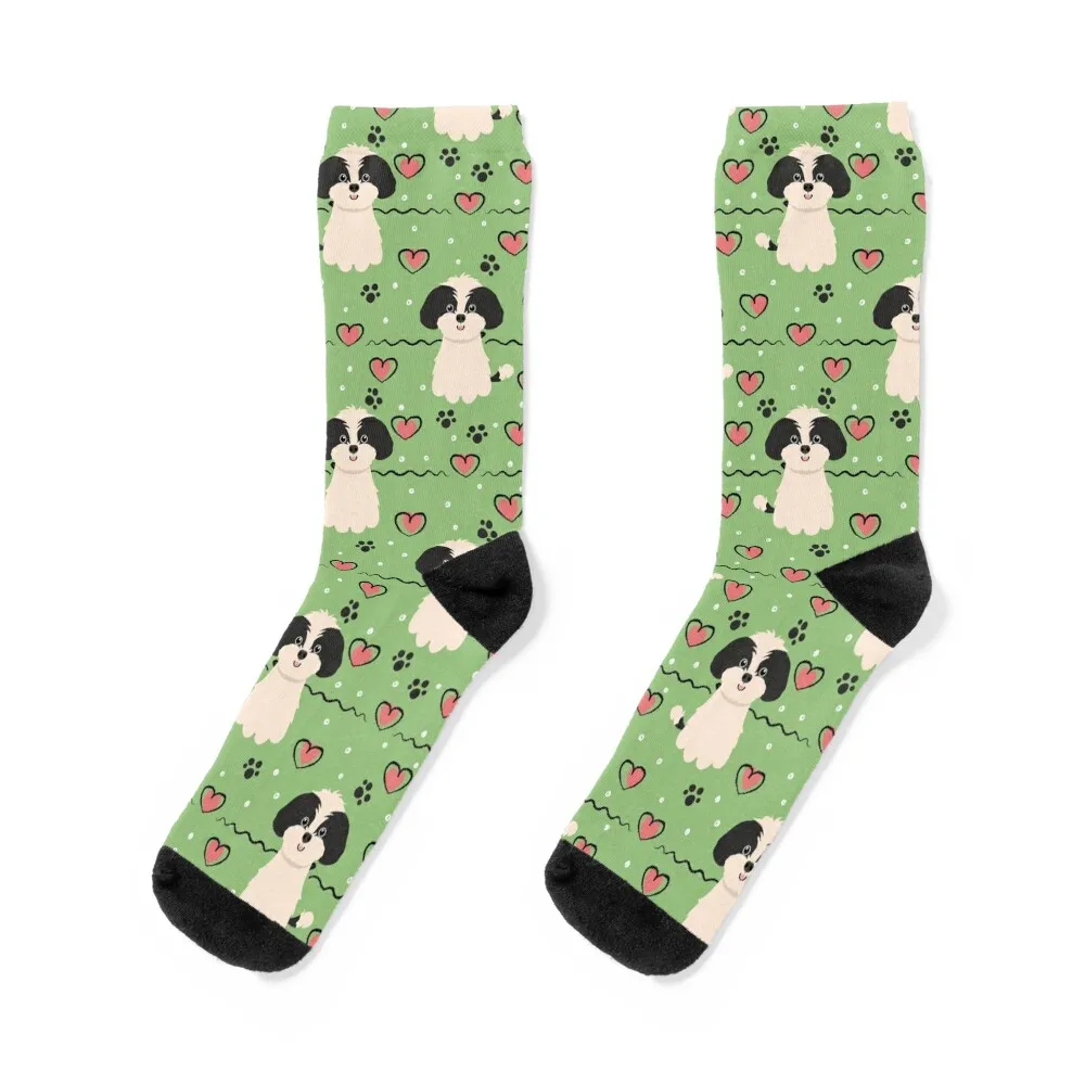 

Love Black and White Shih Poo Shihpoo Shih Tzu Poodle Mix Socks warm winter funny gifts Women Socks Men's