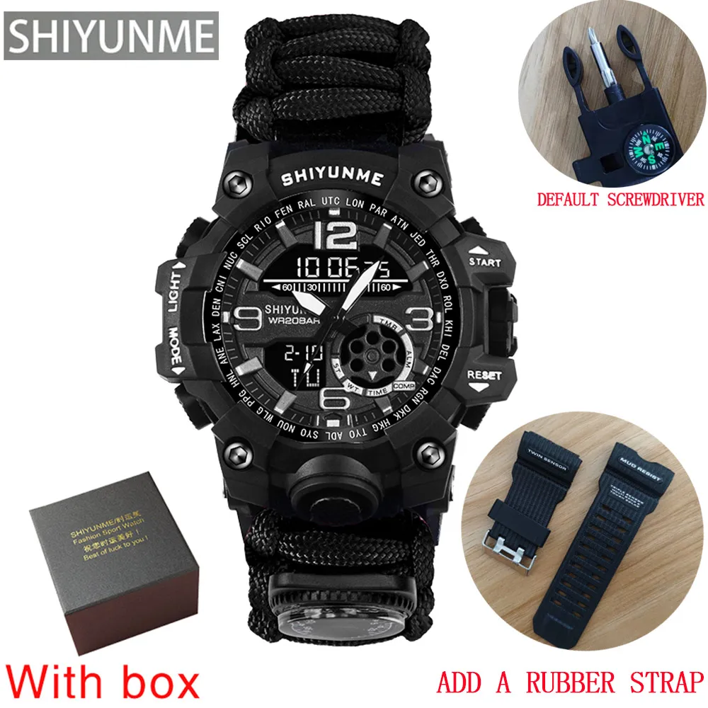 SHIYUNME Men's Camouflage Military Watch Waterproof Compass Chronograph Luminous Electronic Outdoor Survive Sports Watch Men 