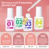 Dip Powder Nail Kit Starter 4 Nude Sheer Powder Semi-transparent Dipping + 4 Steps Beginner Gel Base Top Coat Activator 3