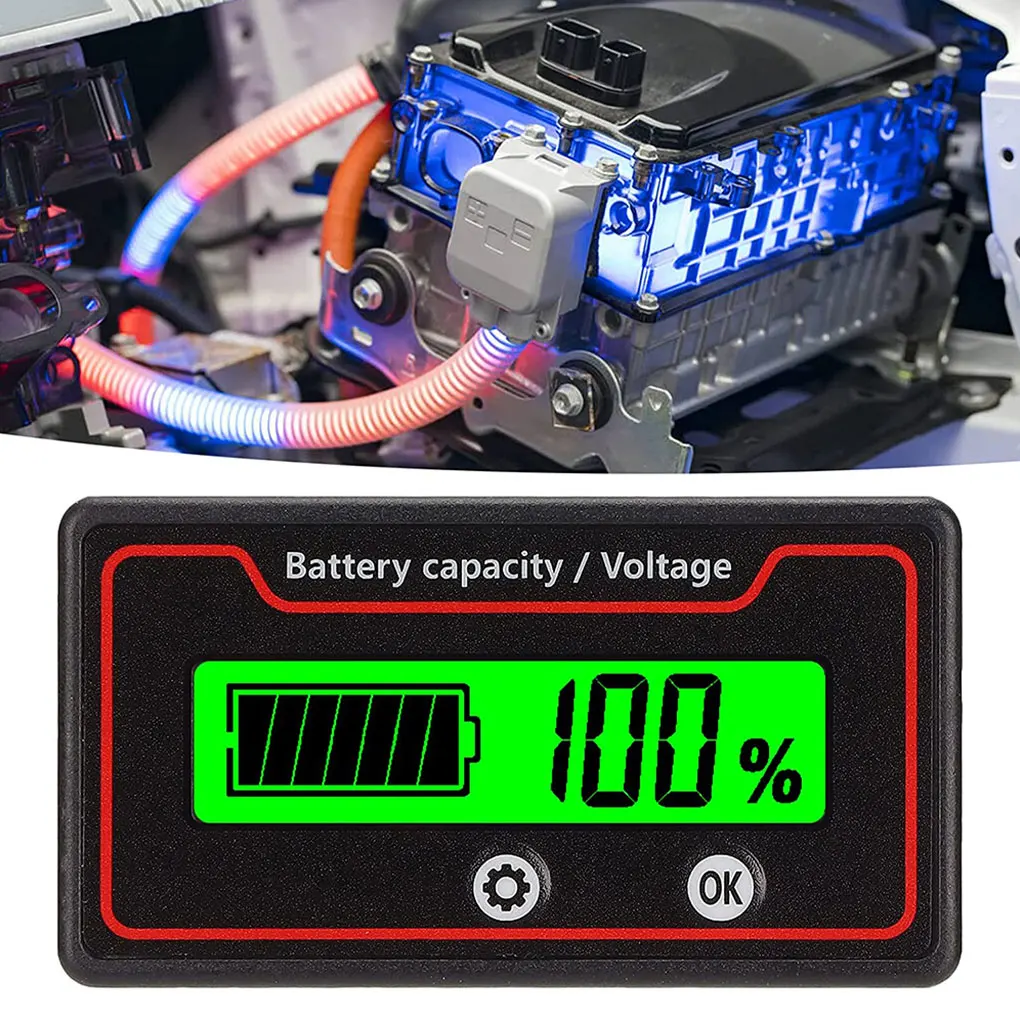 Battery Power Meter Capacity Indicator Digital Voltage Tester Blue