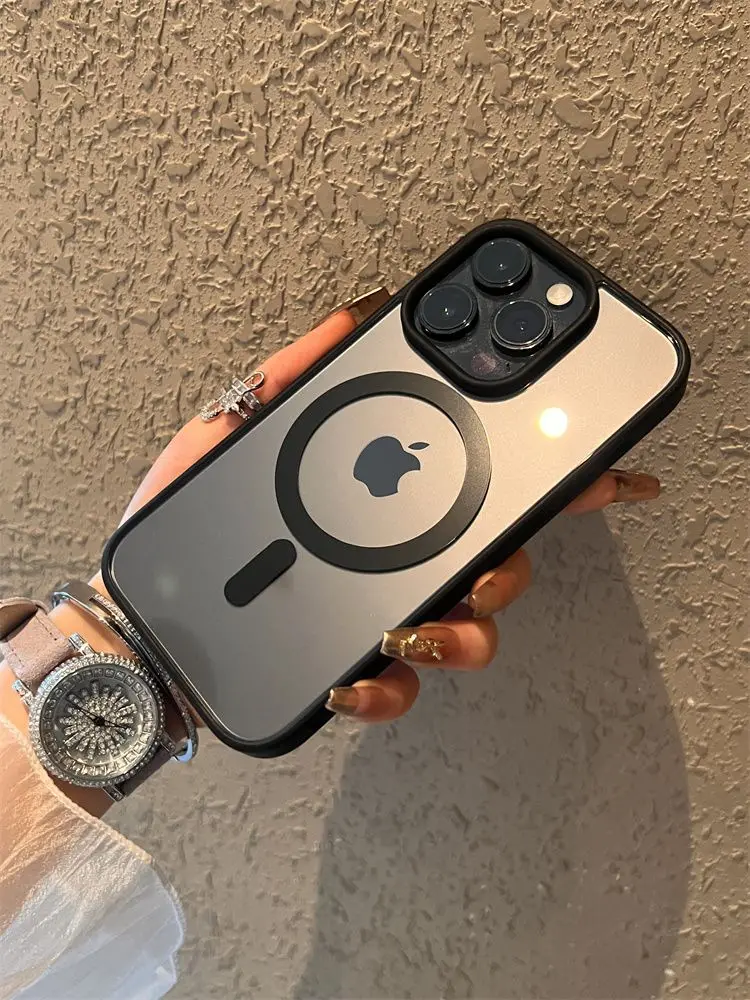 Magsafe حافظة شحن لاسلكية مغناطيسية ، غطاء شفاف للصدمات ، iPhone 11 ، 12 ، 13 ، 14 ، 15 Pro Max ، X ، XS ، XR ، 7 ، 8 Plus ، SE2 ، فاخر