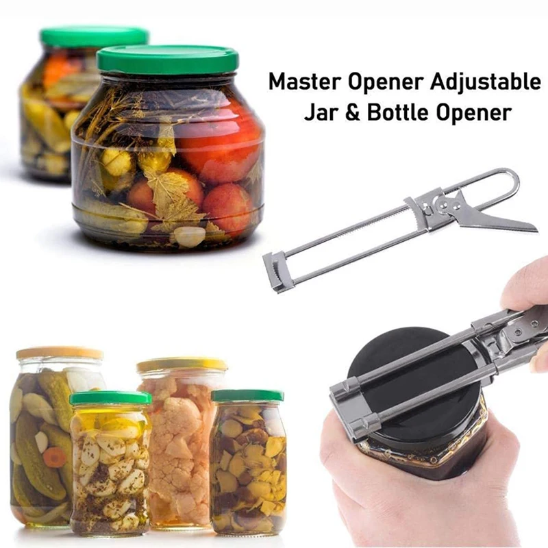 Can Opener Adjustable Stainless Steel Non-Slip Multifunction Manual Jar Bottle Bottle Lid Opener Gadget Home Gadgets Accessories can opener bottle opener kitchen tools multifunctional tool