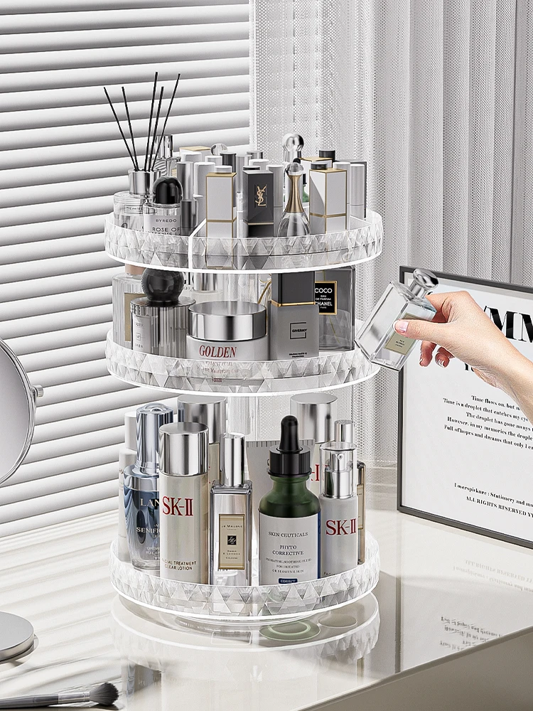 Acrylic Cosmetics Storage Box Nail Display Stand Rotating Makeup Organizer Holder Lipstick Skin Care Products Storage Shelf 3