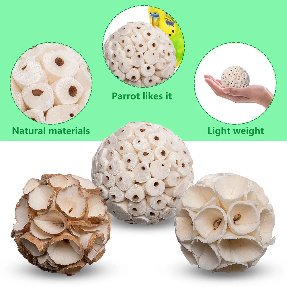 6 Pcs Natural Birds Toys Chew Sola Balls Bird Foraging Toys Parrot Chew Bird Teeth Grinding Shredding Foraging Toy Pets