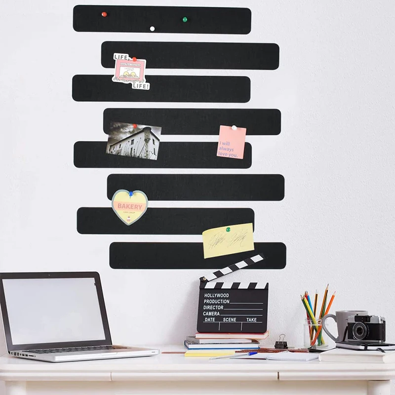 Self Adhesive Cork Board Strips 5PCS Felt Bulletin Board Self Adhesive Pin Board Message Room Wall Decor Sticky Notes Photo Display Home Office Recording Studio