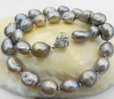 

Jewelry natural LARGE 8-9MM GRAY REAL BAROQUE CULTURED PEARL NECKLACE