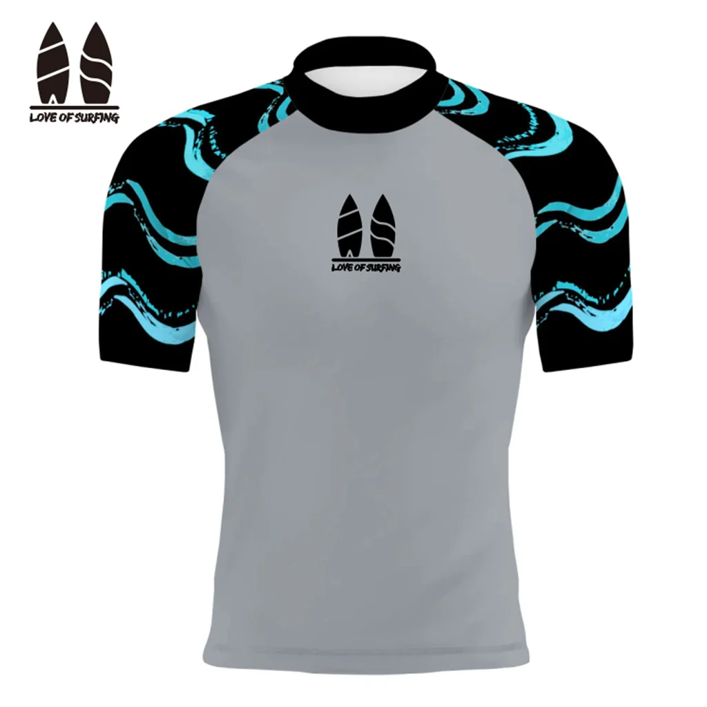 Rash Guard Men Surfing Short Sleeve Shirts Diving Suits Swimwear Beach Upf 50 Uv Sun Protection Surf Performance Clothing