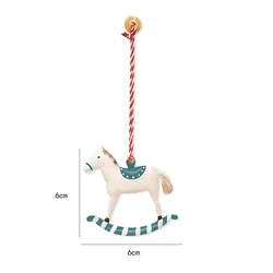 Nordic Christmas Iron Art Cartoon Soldier and Angel Hanging Pendants Ornament (Horse blue)