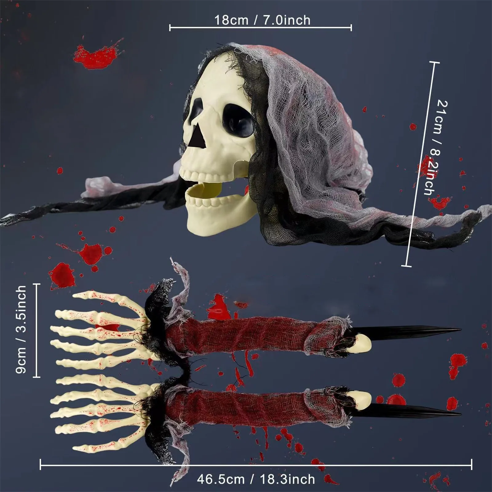 Luxora 3PCS Halloween Ground Skull Ghost Crawling Arms Yard Decor