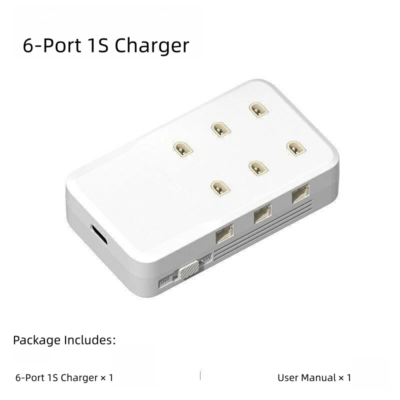 BETAFPV와 호환되는 6포트 1S 배터리 충전기 - BT2.0/PH2.0 포트가 있는 LiHV 4.35V 배터리용 PD3.0/QC3.0 고속 충전
