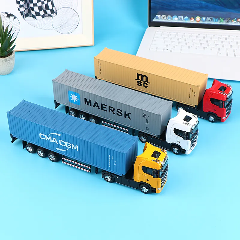 1 PCS 1:36 Diecast Alloy Truck Head Model Toy Container Truck Pull Back With Light Engineering Transport Vehicle For Children