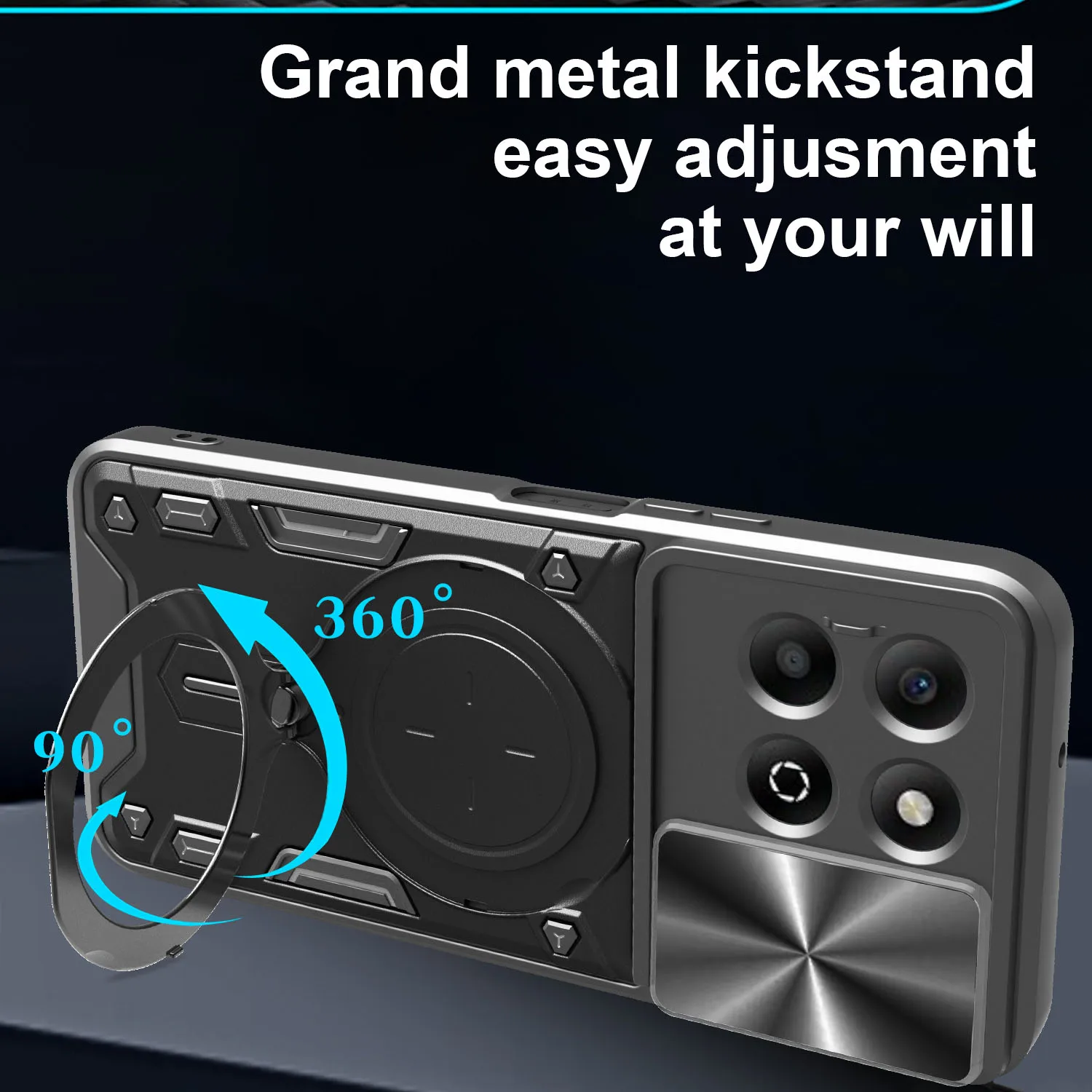 Armor  Shockproof Case with Slide Camera Lens Cover and Magnetic Ring Stand