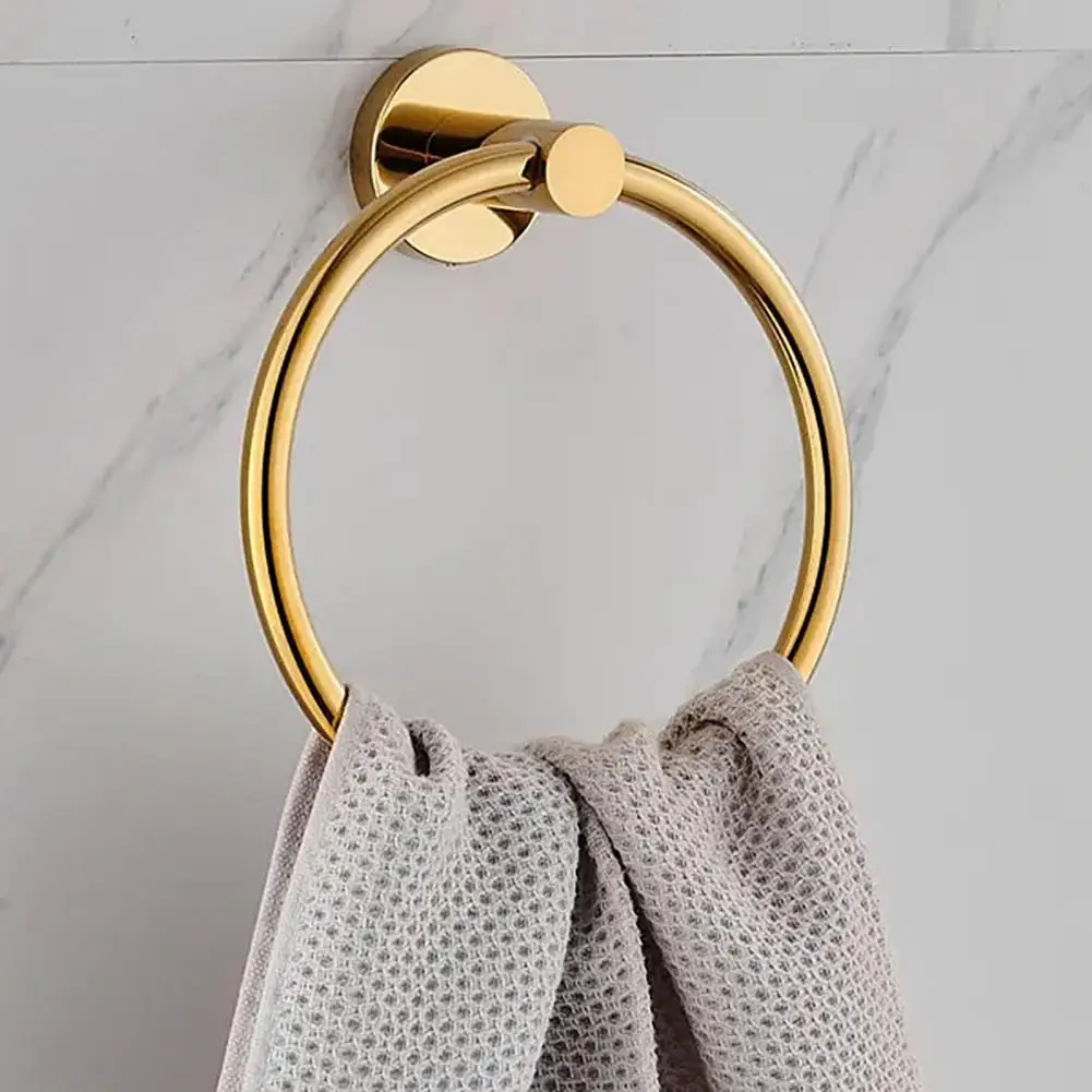Suction Cup Towel Ring Bathroom Hand Towel Holder Wall Mount Metal Hanger Hook for Easy Installation Solid