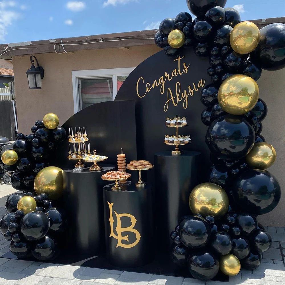 

100Pcs Black Gold Graduation Balloons Garland Adult Birthday Graduates Ceremony Decorations Class Of 2022 My Graduated Events