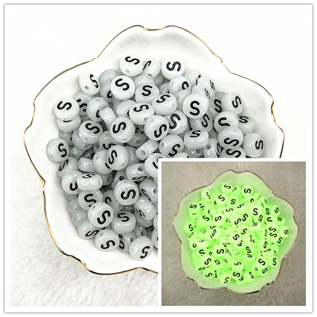 7x4mm A-Z Luminous Beads Letter Beads Acrylic Spaced Beads For Jewelry Making DIY Charms Bracelet