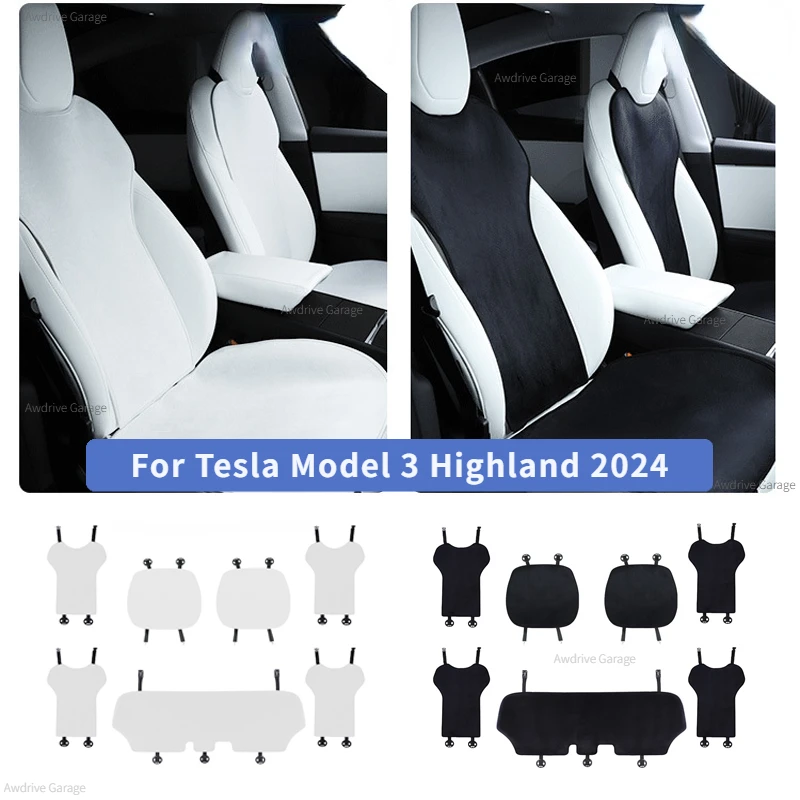 

For Tesla New Model 3 Highland 2024 Seat Cover Cushion Flannel Anti-dirty Seat Pad Mats Flocking Mat New Model3+ Car Accessories