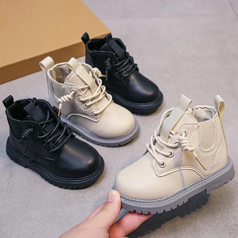 Kids Leather Chelsea Boots Waterproof Children Ankle Boots Fashion Toddler Snow Boots Casual Shoe 1