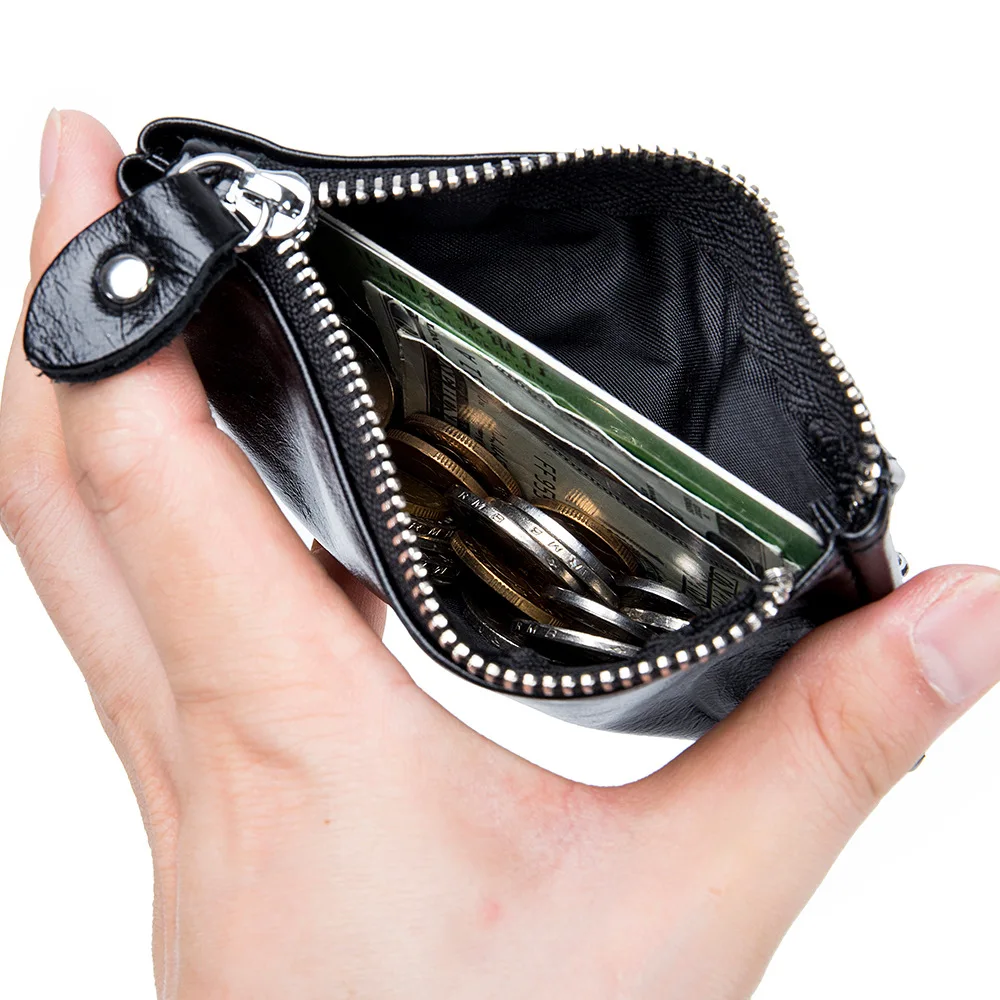 Multi-function Leather Key Wallets Unisex Coin Bag Zipper Protection Keys Holder Storage Leather Texture Pouch Practical Solid