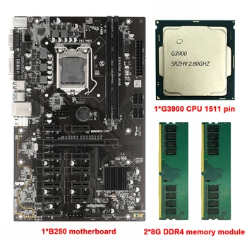 B250 BTC Mining Motherboard Support LGA1151 DDR4 Maximum 16GB 12 PCIE GPU Mining ETH Motherboard For BTC EHT Mainboard Miner Rig 1
