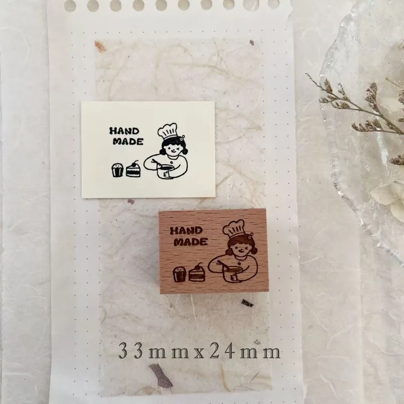 사랑스러운 손으로 만든 소녀 축구 고양이 나무 고무 스탬프 DIY 스크랩북 사진 앨범 카드 만들기 나무 도장