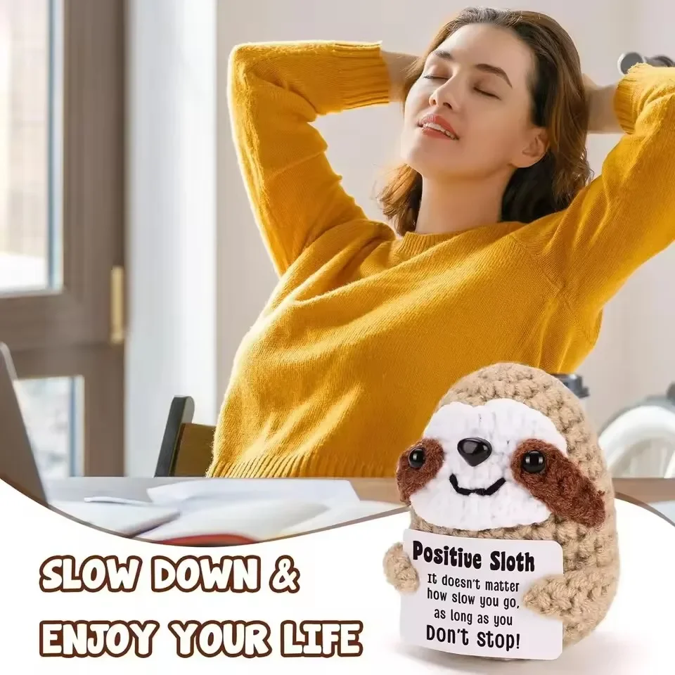 Positive Energy Potato Hug Pocket Mini Handmade Plush Wool Knitting Doll with Card Funny Birthday Gift Home Room Decoration plush knitting doll,plush toy