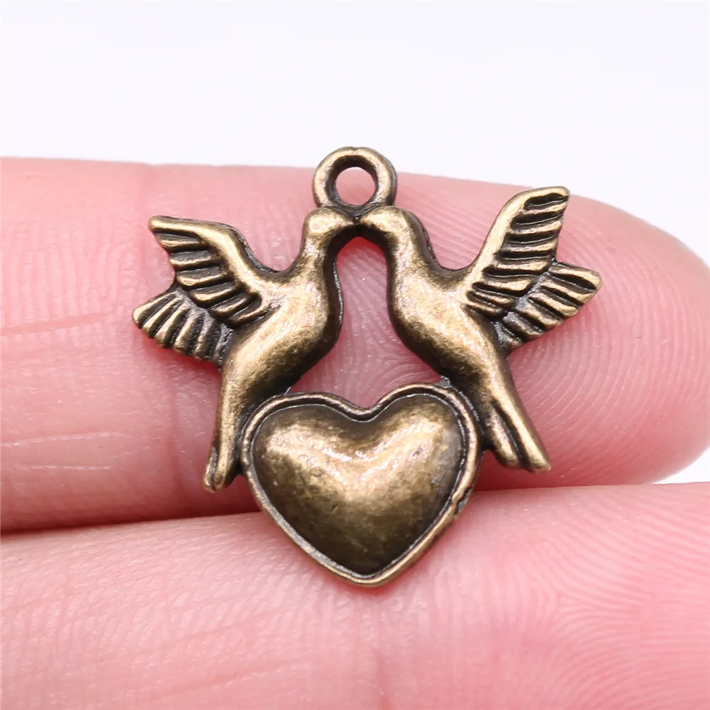 20pcs Pigeon Dove Bird Charms For Jewelry Making Antique Bronze Silver Color Pendants Making DIY Handmade Jewelry Findings 