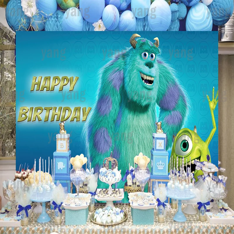 Diseny Monsters University Backdrops Cover Kids Birthday Party Mike  Wazowski James P. Sullivan Background Cylinder Decor Wall - Backgrounds -  AliExpress