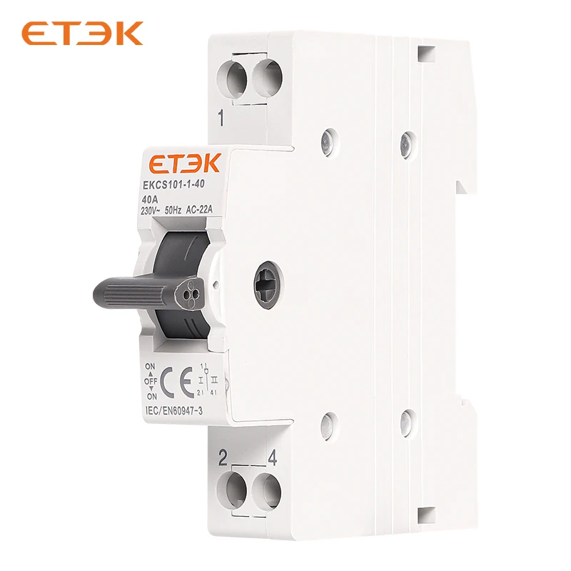 Manual transfer switch ETEK Din Rail MTS Dual Power 1P 2P 4P 40A 230V EKCS101