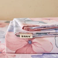 Watercolor Floral Pattern Bed Sheet Set 100% Cotton Flat Sheet with Pillowcases 3Pcs High Quality Queen King Size Bedding Set 6