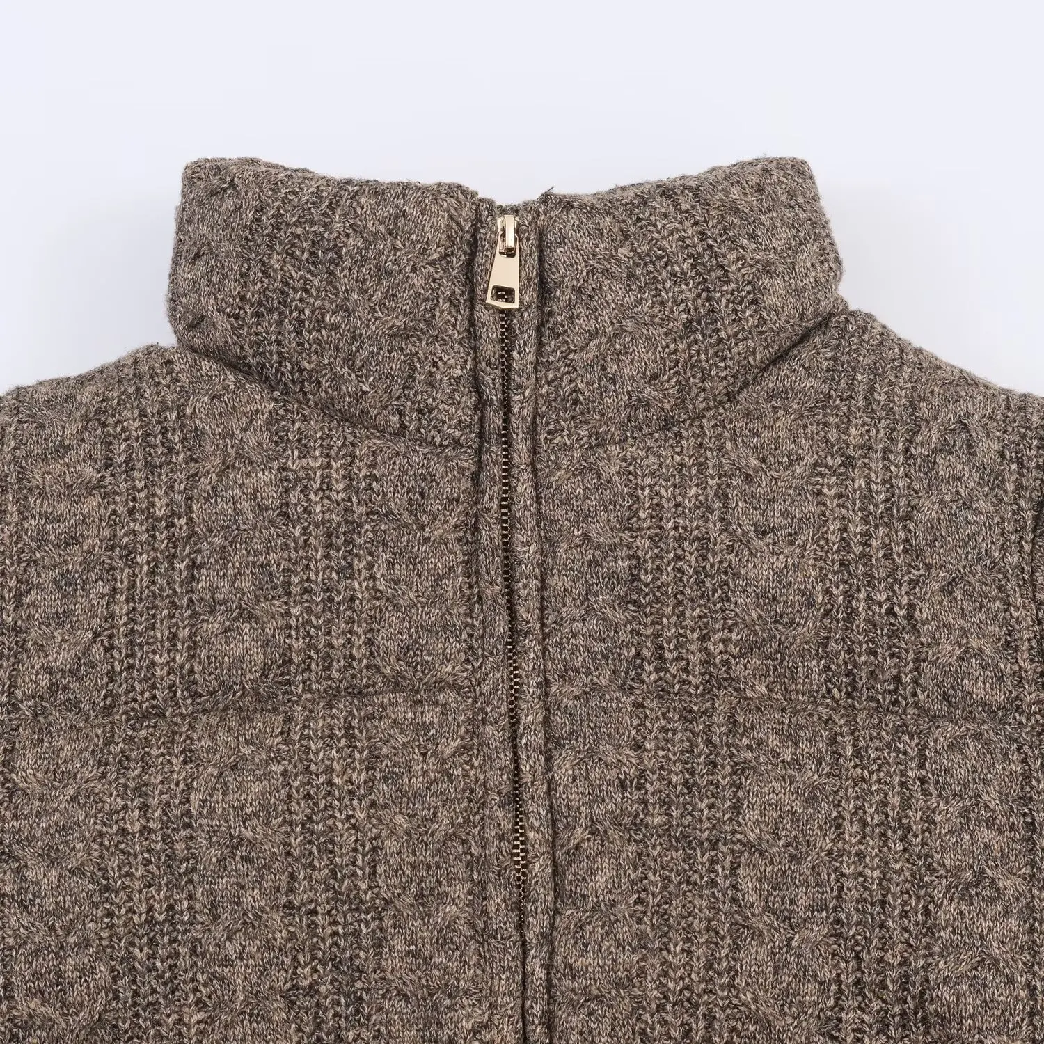 HH Trendy Frauen High Street Winter Hohe Kragen Gestrickte Mäntel Solide Taschen Zipper Frauen Mode Langarm Kurze Jacke 2 Farbe – Detail 7