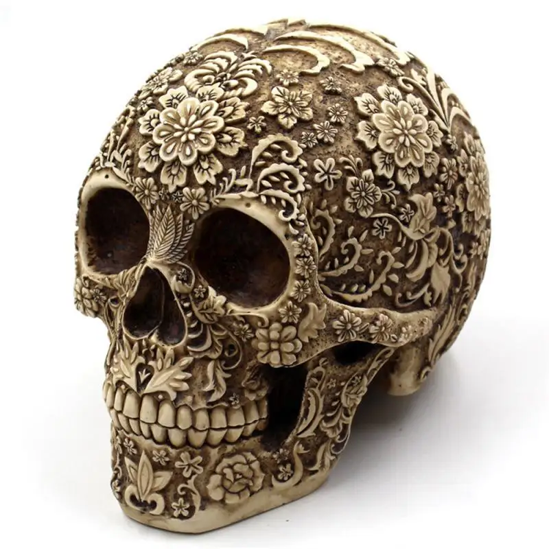 

Modern Resin Statue Retro Skull Decor Home Decoration Ornaments Creative Art Carving Sculptures Skull Model Halloween Gifts