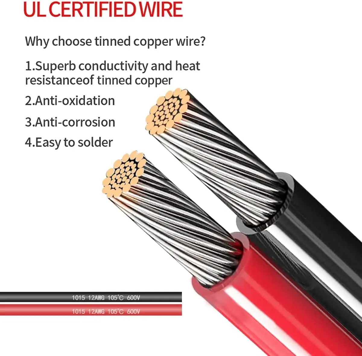 12AWG SAE 전원 소켓 측벽 포트 - O 링, 10A 15A 20A 25A 퓨즈가 있는 SAE 연장 케이블, 태양광 발전기(2FT)와 호환 가능