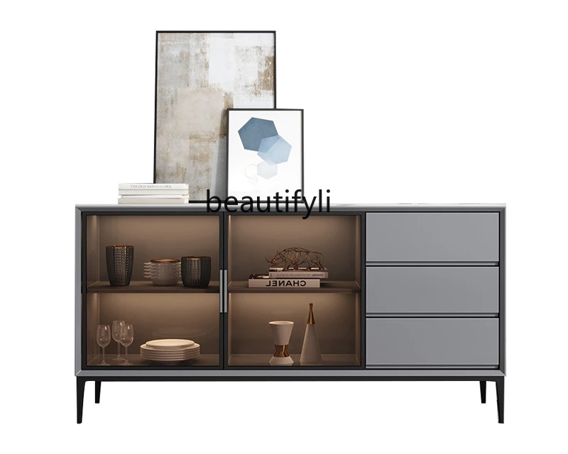 

Nordic Stone Plate Dining Side Wine Cabinet Integrated Wall Kitchen Modern Minimalist Living Room Locker Living Room Furniture